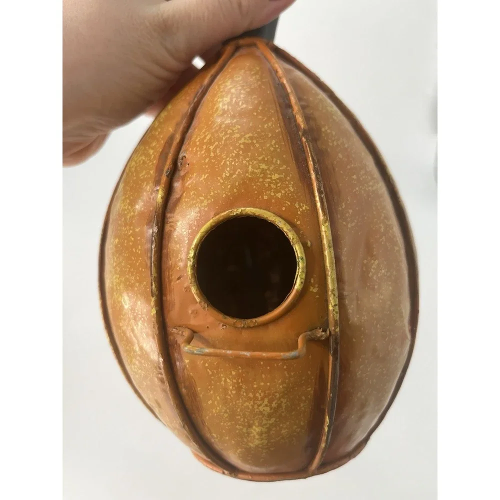 Vintage Pumpkin Bird Feeder Orange Tin Fall Decor